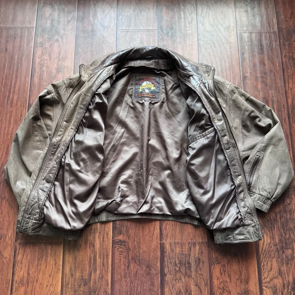 Vtg Wilsons Men's Brown Leather Bomber Jacket XL Top Gun Lived In Patina -AS IS-